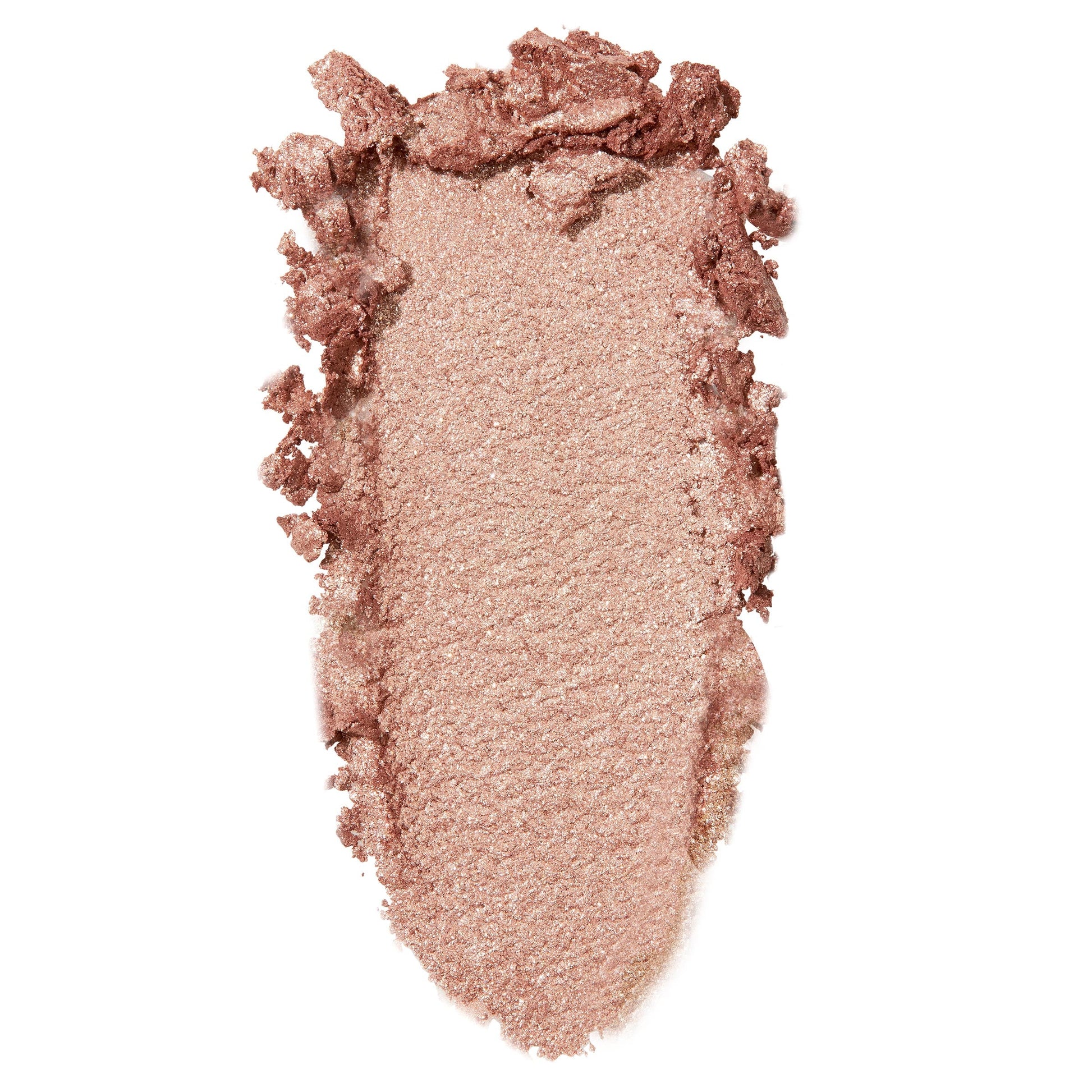 ColourPop Amaze Super Shock Shadow swatch displaying a metallic rose-gold shimmer, smeared in a thick swipe with softly crumbled edges on a clean white background.